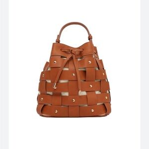 J. McLaughlin Women's Lattice leather & Canvas Woven Bucket Bag